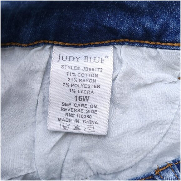 JUDY BLUE 16W Flare Fit High Waist Jeans JB88172 Medium Wash Lightly Distressed - Picture 13 of 13